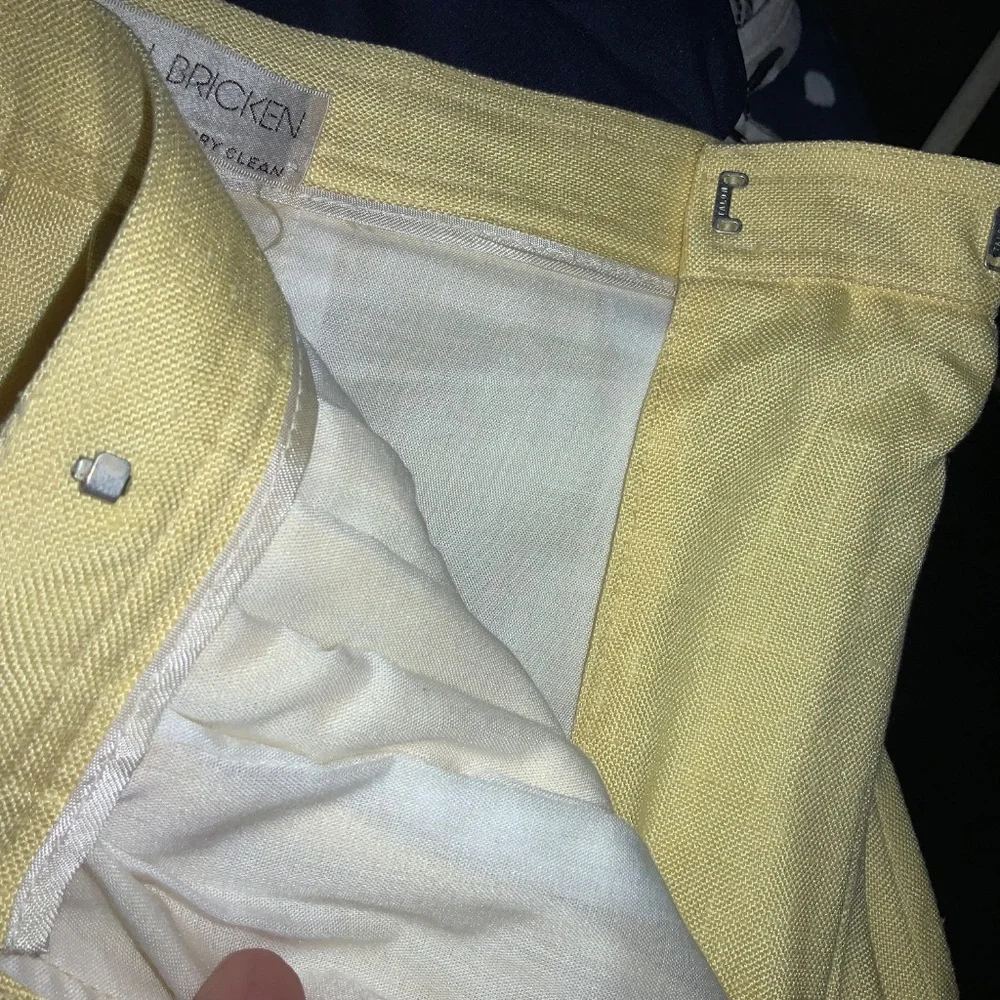 Barry Bricken vintage pleated yellow midi skirt Sz 4 lined pockets side close - Picture 5 of 8